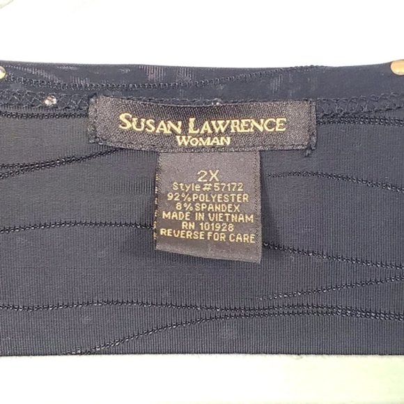 Susan Lawrence size 2X black sparkly top - Picture 7 of 8